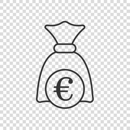 Money bag icon in flat style. Moneybag vector illustration on isolated background. Coin sack sign business concept.のイラスト素材