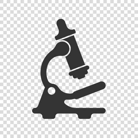 Microscope icon in flat style. Laboratory magnifier vector illustration on isolated background. Biology instrument sign business concept.のイラスト素材