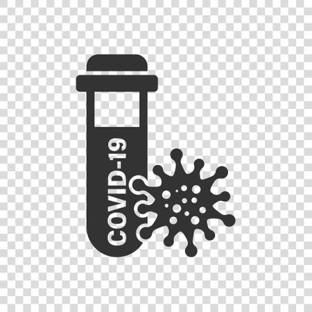Coronavirus test icon in flat style. covid-19 vector illustration on isolated background. Medical diagnostic sign business concept.のイラスト素材