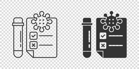 Coronavirus test icon in flat style. covid-19 vector illustration on isolated background. Medical diagnostic sign business concept.のイラスト素材