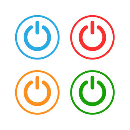 On and off buttons in flat style. Toggle switch vector illustration on isolated background. Shutdown sign business concept.のイラスト素材