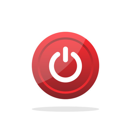 On and off buttons in flat style. Toggle switch vector illustration on isolated background. Shutdown...