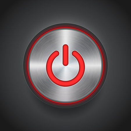 On and off buttons in flat style. Toggle switch vector illustration on isolated background. Shutdown...
