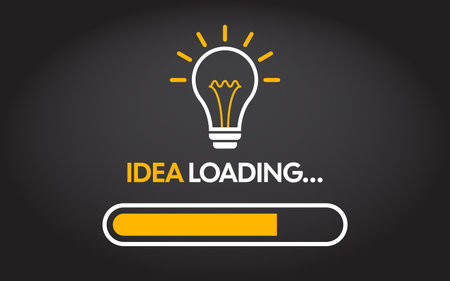 Idea loading in flat style. Light bulb vector illustration on isolated background. Loading bar think...