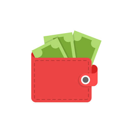 Wallet with money icon in flat style. Online payment vector illustration on isolated background. Cash and purse sign business concept.のイラスト素材