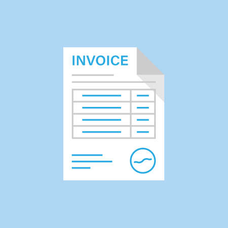 Invoice icon in flat style. Transaction document vector illustration on isolated background. Tax form sign business concept.のイラスト素材