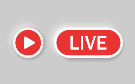 Live stream icon in flat style. Play button vector illustration on isolated background. Video player banner sign business concept.のイラスト素材