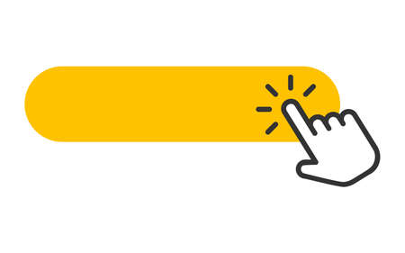 Click here icon in flat style. Pointer clicking vector illustration on isolated background. Web button sign business concept.のイラスト素材