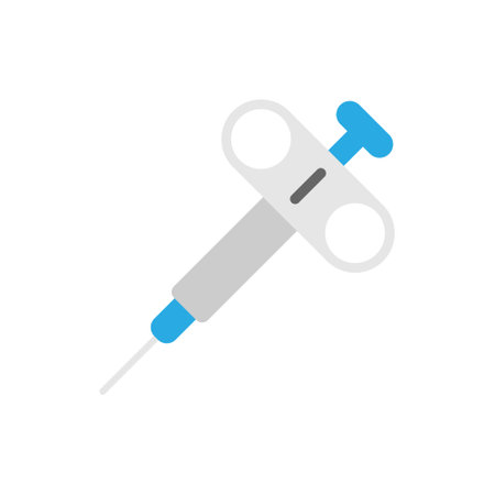 Biopsy device icon in flat style. Syringe vector illustration on isolated background. Medical injector sign business concept.のイラスト素材
