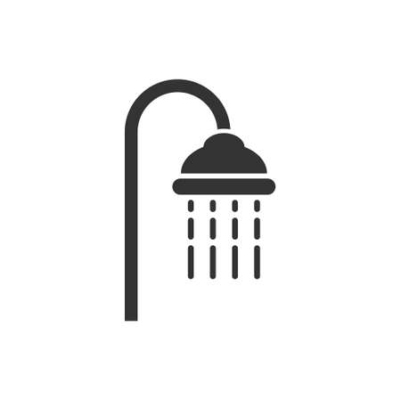 Shower head icon in flat style. Bathroom hygienic vector illustration on isolated background. Bathing sign business concept.のイラスト素材