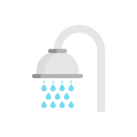 Shower head icon in flat style. Bathroom hygienic vector illustration on isolated background. Bathing sign business concept.のイラスト素材