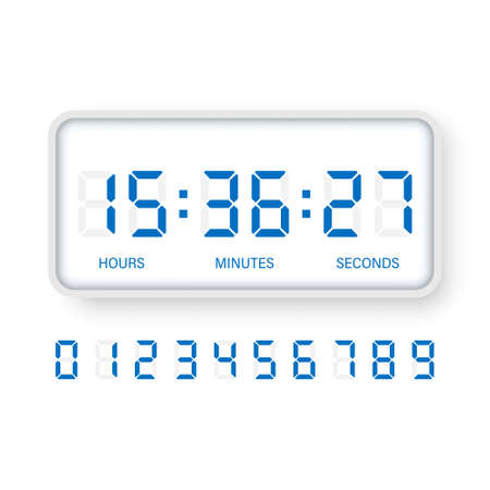 Digital clock number icon illustration in flat style. lcd watch vector illustration on isolated background. Time alarm sign business concept.のイラスト素材