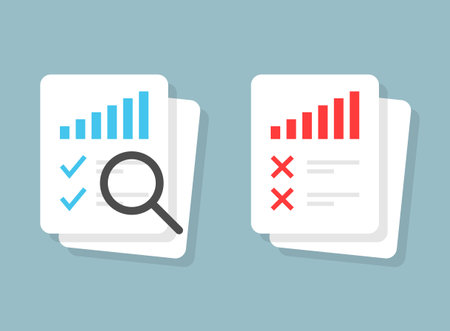 Financial statement icon in flat style. Payment receipt vector illustration on isolated background. Audit and financial research sign business concept.のイラスト素材
