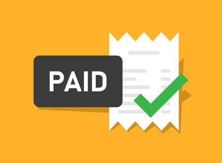 Success approved payment icon in flat style. Check mark notification vector illustration on isolated background. Invoice payday sign business concept.のイラスト素材