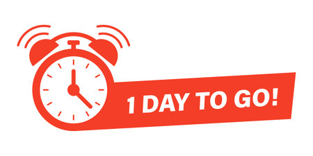Last day icon in flat style. Promo label with alarm clock vector illustration on isolated background. Sale promotion 1 day to go sign business concept.のイラスト素材