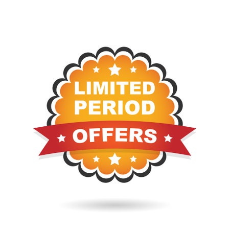 Limited offer icon in flat style. Promo label with alarm clock vector illustration on isolated background. Last minute chance sign business concept.のイラスト素材