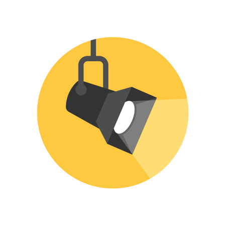 Lamp illumination icon in flat style. Spotlight vector illustration on isolated background. Floodlight energy sign business concept.のイラスト素材