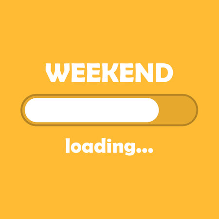 Loading weekend bar icon in flat style. Progress indicator vector illustration on isolated background. Download button sign business concept.のイラスト素材