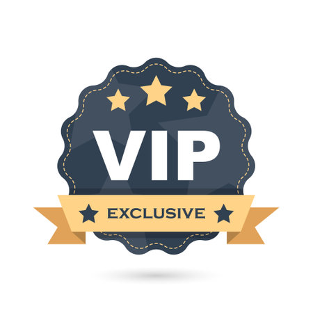 VIP badges icon in flat style. Exclusive badge vector illustration on isolated background. Premium luxury sign business concept.のイラスト素材