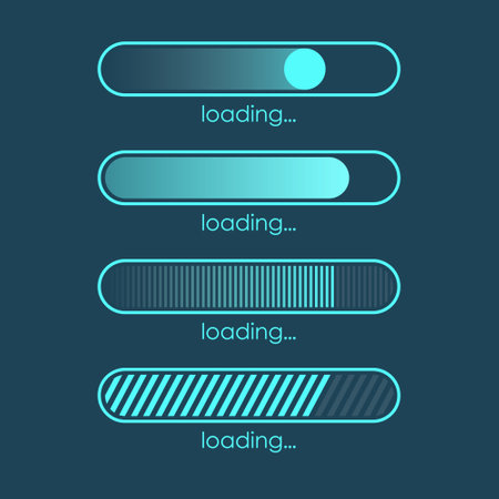Loading bar icon in flat style. Progress indicator vector illustration on isolated background. Download button sign business concept.のイラスト素材