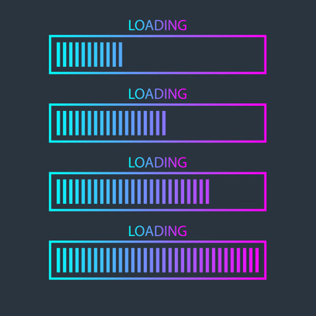 Loading bar icon in flat style. Progress indicator vector illustration on isolated background. Download button sign business concept.のイラスト素材