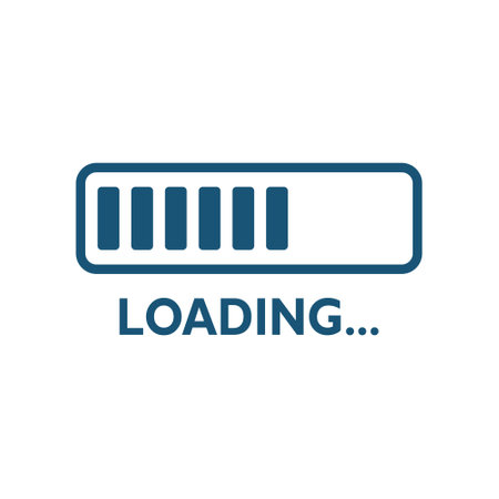 Loading bar icon in flat style. Progress indicator vector illustration on isolated background. Download button sign business concept.のイラスト素材