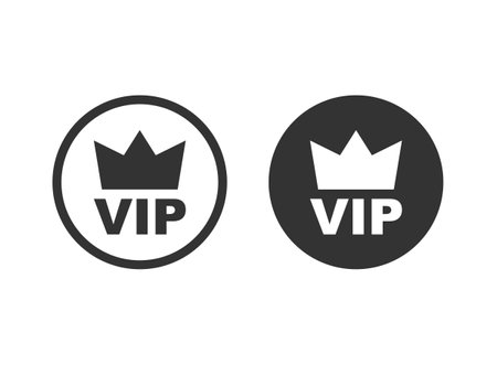 VIP badges icon in flat style. Exclusive badge vector illustration on isolated background. Premium luxury sign business concept.のイラスト素材