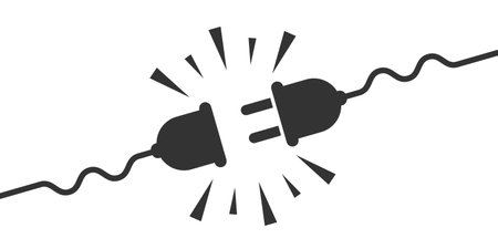 Electric socket with a plug icon in flat style. Connection symbol vector illustration on isolated background. 404 error sign business concept.のイラスト素材