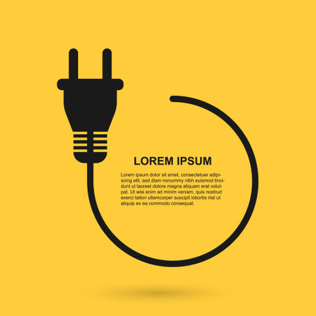 Electric socket with a plug icon in flat style. Connection symbol vector illustration on isolated background. 404 error sign business concept.のイラスト素材