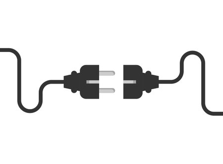 Electric socket with a plug icon in flat style. Connection symbol vector illustration on isolated background. 404 error sign business concept.のイラスト素材