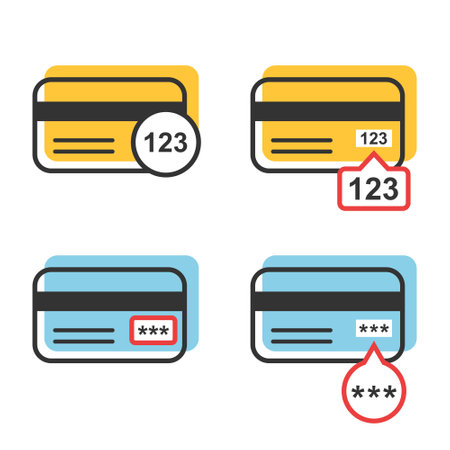 Credit card icon in flat style. CVV verification code vector illustration on isolated background. Payment sign business concept.のイラスト素材