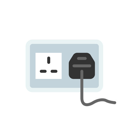Electric socket with a plug icon in flat style. Connection symbol vector illustration on isolated background. 404 error sign business concept.のイラスト素材