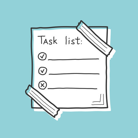 Hand drawn memo paper sheet icon in flat style. Sticky note vector illustration on isolated...