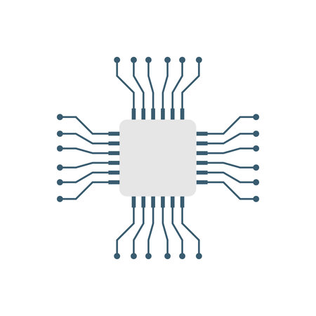 CPU for computer and smartphone icon in flat style. Processor chipset vector illustration on...