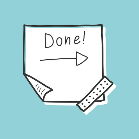 Hand drawn memo paper sheet icon in flat style. Sticky note vector illustration on isolated background.  To do list sign business concept.のイラスト素材