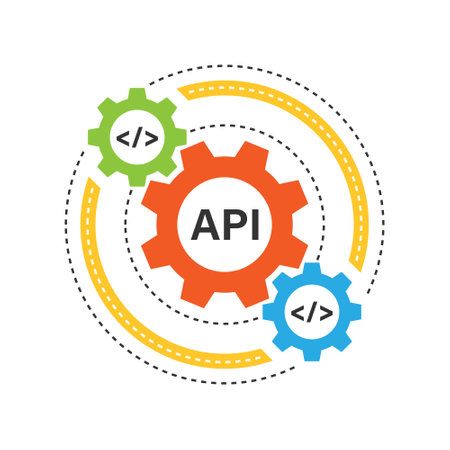 API icon in flat style. Software integration vector illustration on isolated background. Algorithm programming sign business concept.のイラスト素材