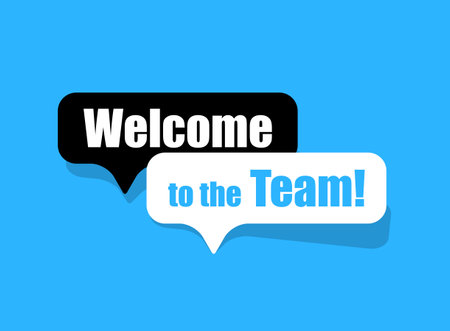 Welcome to the team icon in flat style. Hire worker vector illustration on isolated background. Teamwork sign business concept.のイラスト素材