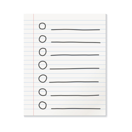 Realistic line paper note icon in flat style. To do list icon with hand drawn text vector illustration on isolated background.  Office stationery notebook sign business concept.のイラスト素材