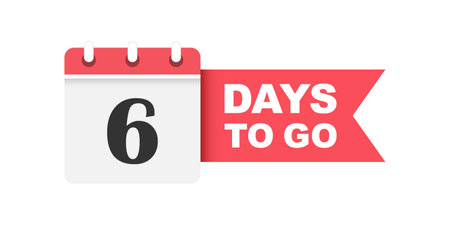6 days left icon in flat style. Offer countdown date number vector illustration on isolated background. Sale promotion timer sign business concept.のイラスト素材