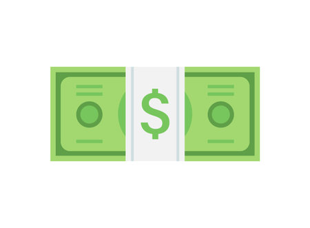 Paper bills icon in flat style. Stack of currency banknotes vector illustration on isolated background. Green dollars sign business concept.のイラスト素材