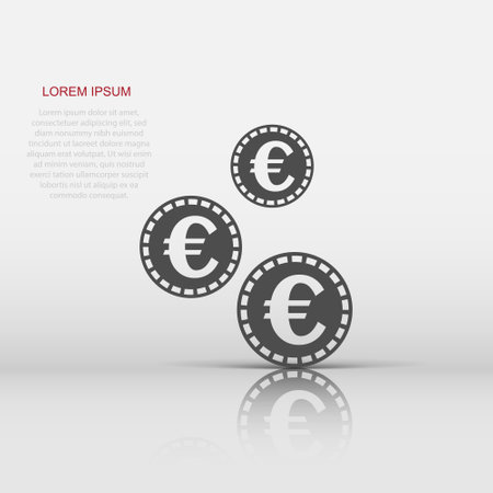 Vector euro coins icon in flat style. Money coin sign illustration pictogram. Euro cash business concept.のイラスト素材