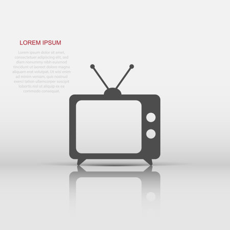 Vector Tv icon in flat style. Television sign illustration pictogram. Tv business concept.のイラスト素材