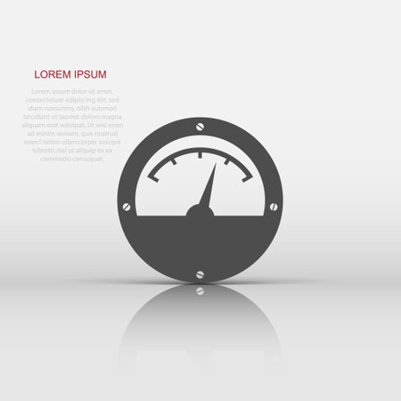 Vector electric meter icon in flat style. Power meter sign illustration pictogram. High voltage business concept.のイラスト素材