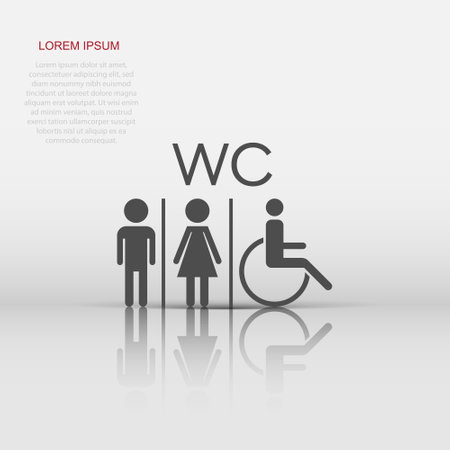 Vector WC, toilet icon in flat style. Men and women restroom sign illustration pictogram. WC business  concept.のイラスト素材