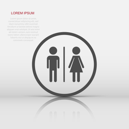Vector WC, toilet icon in flat style. Men and women restroom sign illustration pictogram. WC business  concept.のイラスト素材