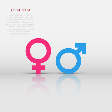 Vector gender icon in flat style. Men and women sign illustration pictogram. Sex business concept.のイラスト素材