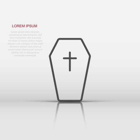Vector halloween grave icon in flat style. Gravestone sign illustration pictogram. Rip business concept.のイラスト素材
