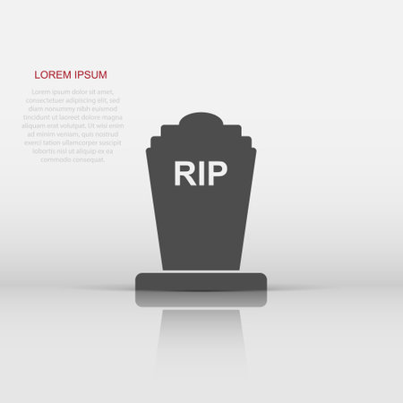 Vector halloween grave icon in flat style. Gravestone sign illustration pictogram. Rip business concept.のイラスト素材