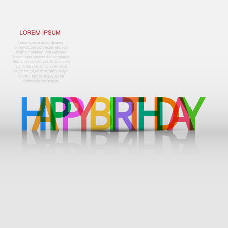 Happy birthday vector icon. Celebration card with text flat vector illustration. Birthday business concept pictogram background.のイラスト素材