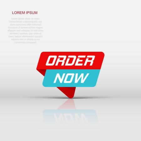 Order now banner badge icon. Vector illustration. Business concept order now pictogram.のイラスト素材
